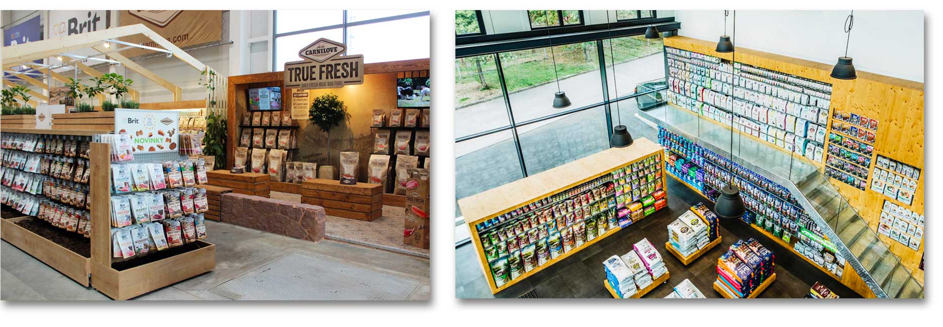 Shop with goods displayed according to planograms